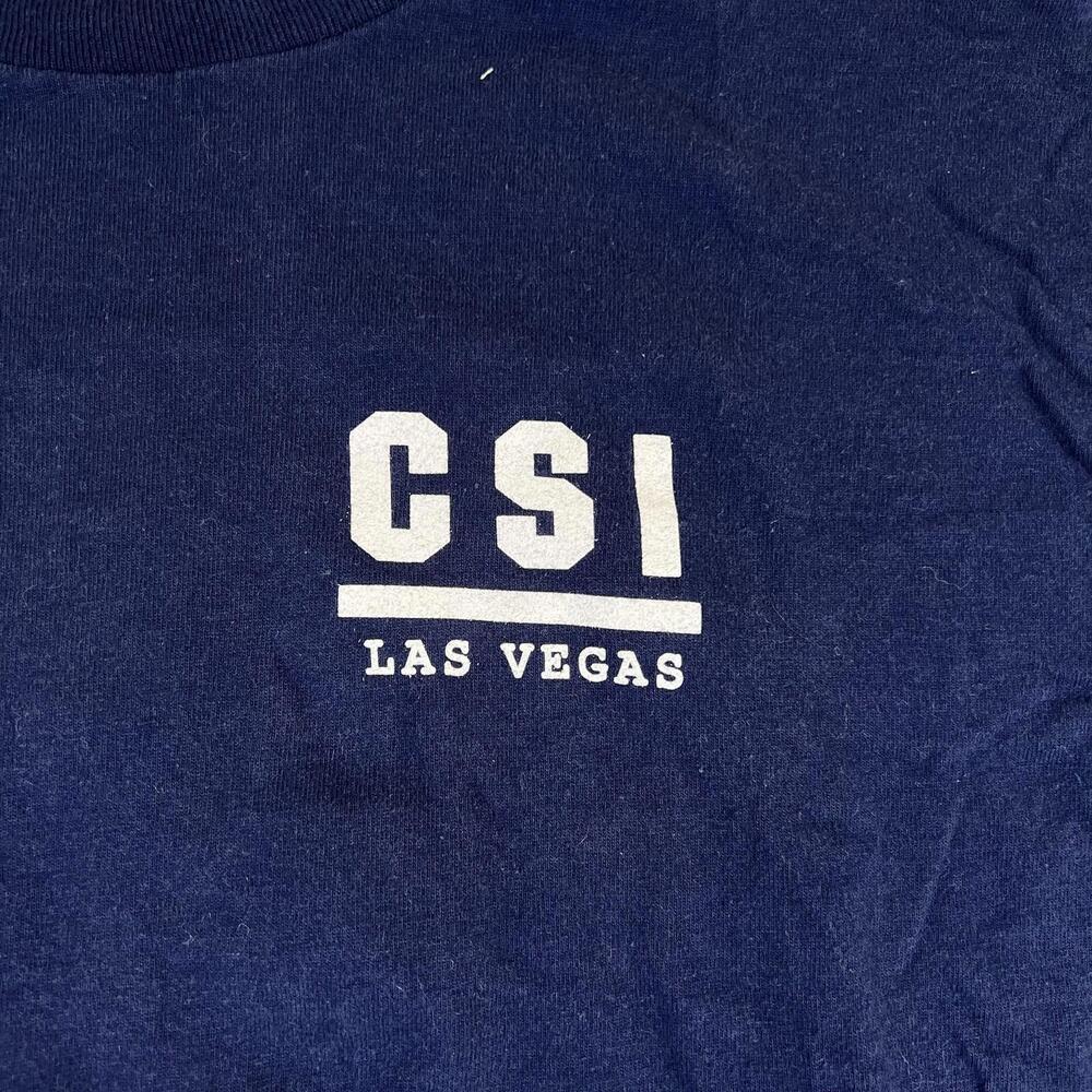 Vintage Y2K CSI Crime Scene Investigation Las Vegas T-Shirt Mens Large Navy Blue - Picture 2 of 7